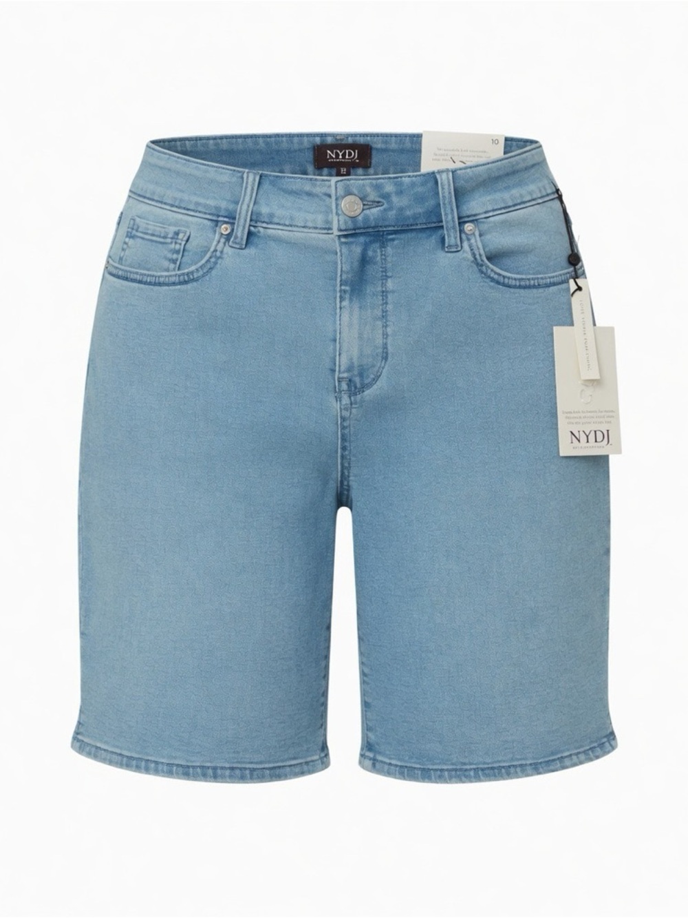 NYDJ Light Wash Denim Bermuda Shorts Size 10 NWT Water Conscious Flex Force